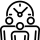 Icon of team members standing in front of a clock