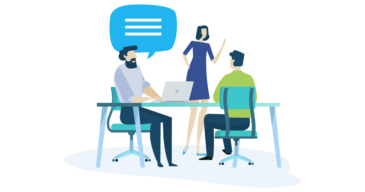 Illustration of a sales meeting