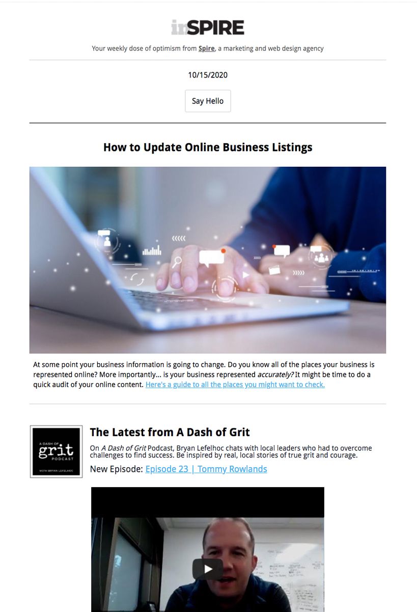 Sample of inSpire Newsletter